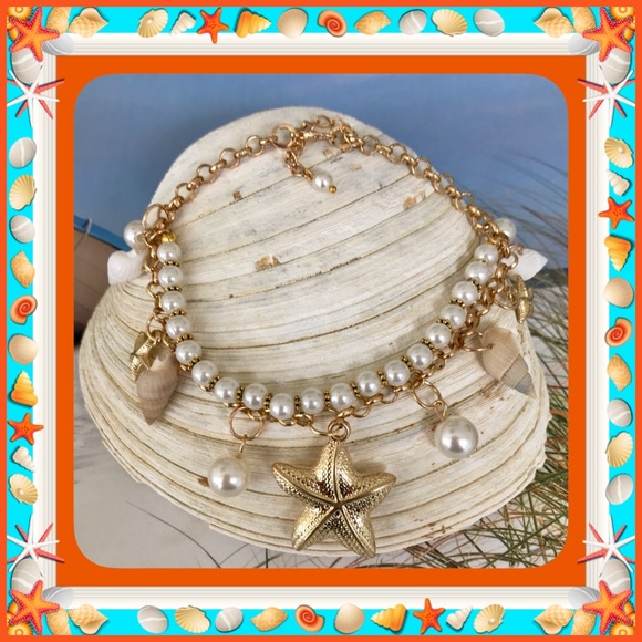 🏖🏝⛱ SEASIDE SHELL AND PEARL ANKLET ⛱🏝🏖 - Picture 2 of 3